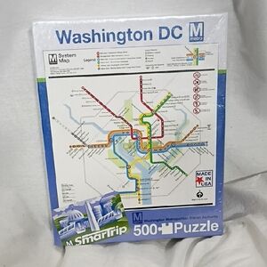NWT Washington DC Metro System Map 500 Piece Puzzle Metropolitan Transit 19"X19"
